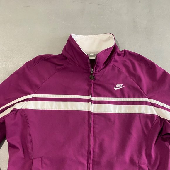 Nike Jacket Womens Size Medium Track purple white stretch full zip - Picture 3 of 9